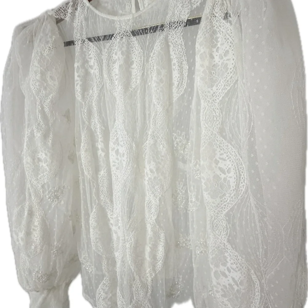 Anthropologie Forever That Girl Sheer Lace Blouse XL - Picture 5 of 8